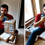 ** A frustrated person receiving a damaged package after online shopping. Emphasize the contrast between the expectation of online convenience and the reality of a broken product. Show the person documenting the damage with a phone. The setting is a typical Turkish home interior.

2.  **Prompt for