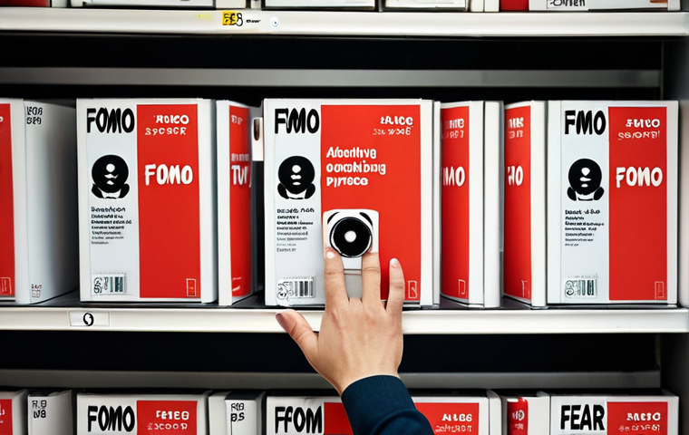 99 TL') are visible, alongside urgent notifications like 'Limited Stock!' or 'Sale Ends in 3 Hours!'. A blurred figure or hands convey a sense of hurried decision-making, showcasing the 'Fear of Missing Out' (FOMO) and the compelling allure of 'opportunity' that drives immediate purchases.