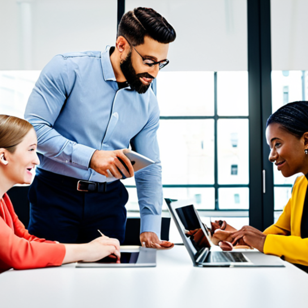**
"A team of diverse professionals collaborating around a table in a bright, modern office. They are reviewing customer feedback on tablets and laptops, brainstorming ideas to improve customer experience. Everyone is fully clothed in business casual attire. Safe for work, appropriate content, perfect anatomy, natural proportions, professional, modest, family-friendly."
**