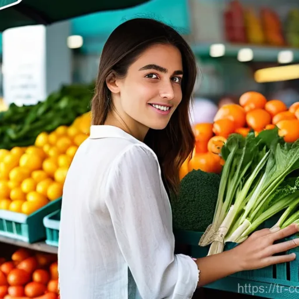 소비자 행동 연구와 비즈니스 모델 - **Prompt 1: Conscious Consumer at a Turkish Market**
"A young Turkish woman in her late 20s, dre...