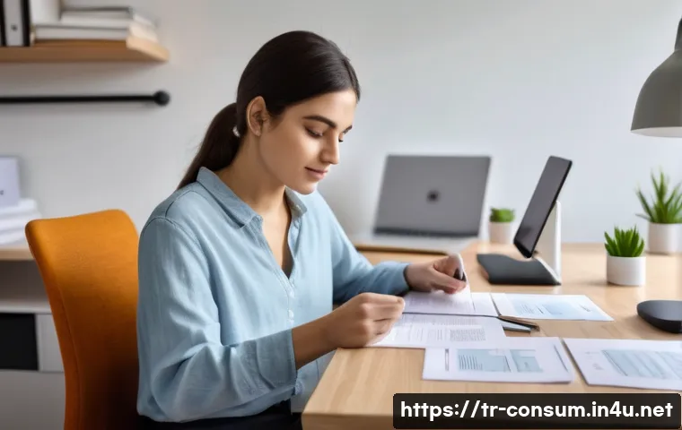 소비자 불만 처리 사례를 통한 학습법 - A young adult, male or female, seated at a well-lit desk in a modern, tidy home office. The person i...