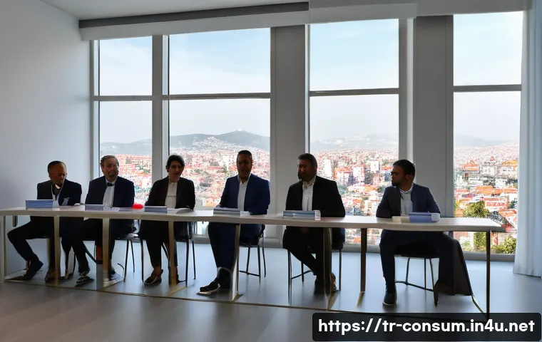 소비자 보호법과 관련된 연구 논문 - A modern Turkish consumer rights education seminar in a bright conference room, diverse group of adu...
