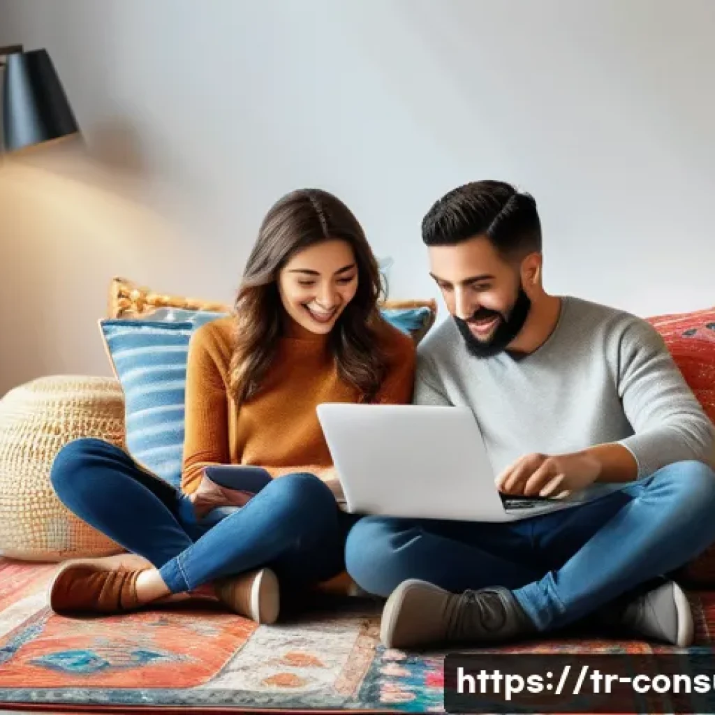 소비자 행동 변화와 그 영향 - A modern Turkish family shopping online at home using multiple digital devices such as a laptop and ...