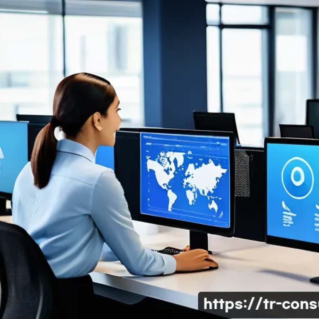 소비자 불만 처리 서비스 개선 방법 - A modern Turkish customer service center with diverse employees wearing business casual attire, inte...