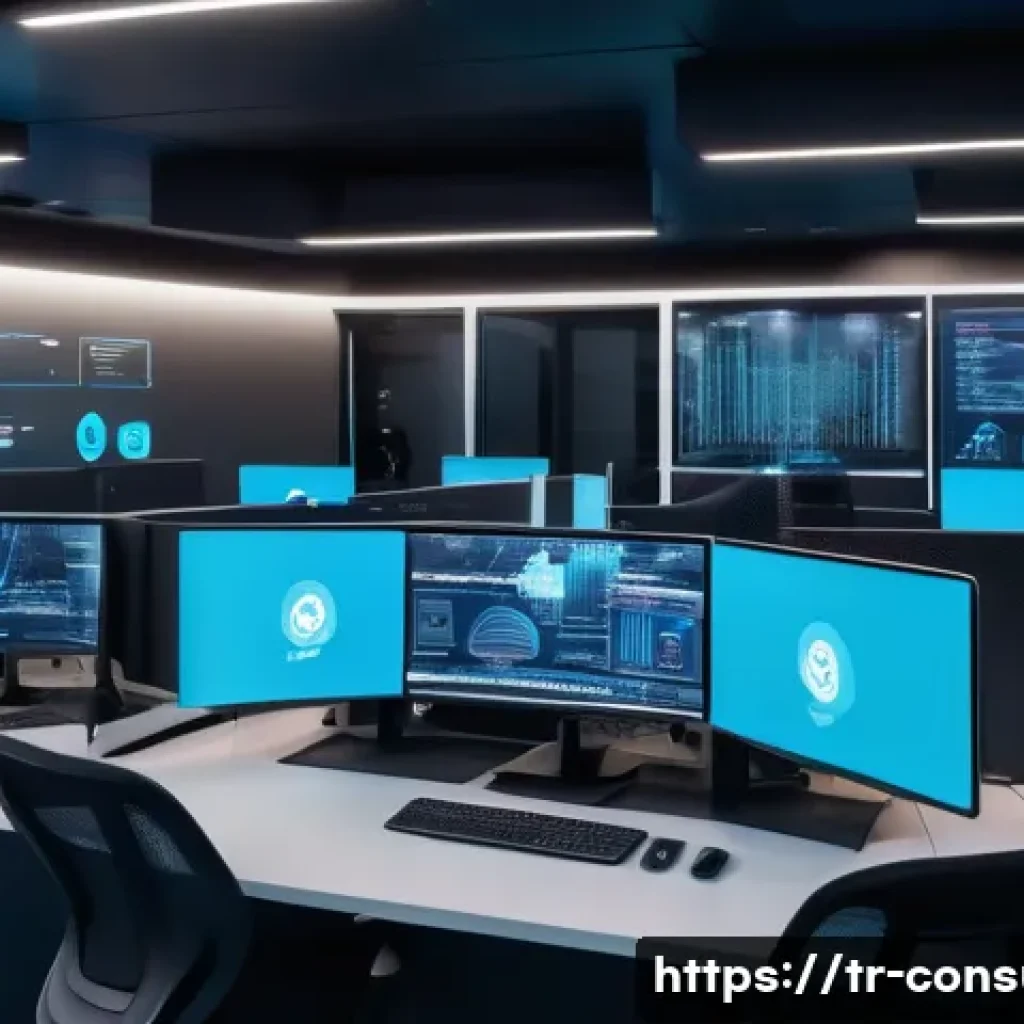 소비자 보호와 관련된 혁신적 연구와 사례 분석 - A modern Turkish call center with diverse agents using AI-powered chatbots on sleek computers, holog...