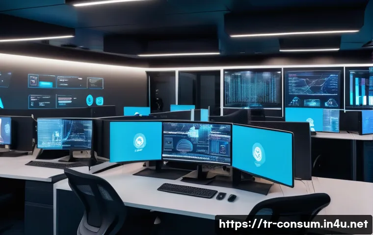 소비자 보호와 관련된 혁신적 연구와 사례 분석 - A modern Turkish call center with diverse agents using AI-powered chatbots on sleek computers, holog...