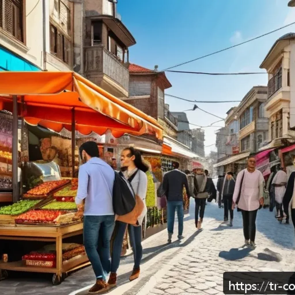 소비자 행동 연구와 실무 활용 방안 - A vibrant urban street scene in Istanbul featuring diverse consumers engaging with digital and physi...
