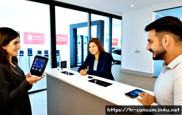 Home 17 소비자전문기술사와 관련된 인기 산업 - Photorealistic consumer technology consultant in a modern Istanbul electronics retail showroom, demo...